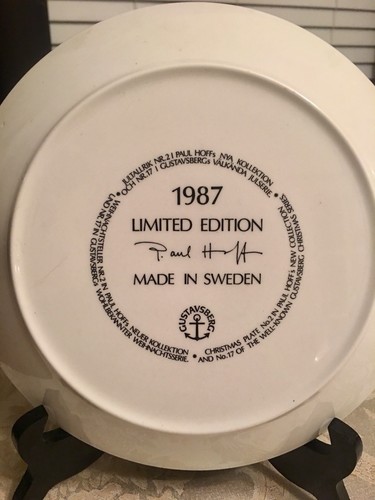 GUSTAVSBERG SWEDEN PAUL HOFF 1987 CHRISTMAS PLATE 8 1/2