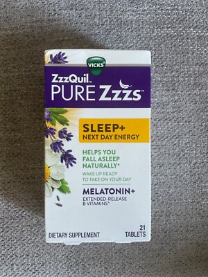 ZzzQuil Pure Zzzs Sleep & Next Day Energy Melatonin + B Vitamins Exp 10/23