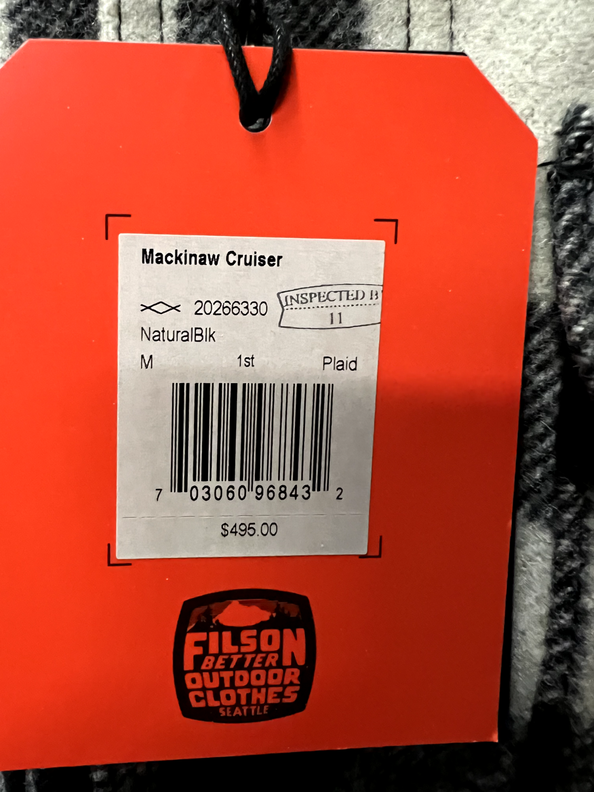 Pre-owned Filson Cc  Black Plaid Wool Mackinaw Cruiser Mens Medium Outdoor Flannel $495