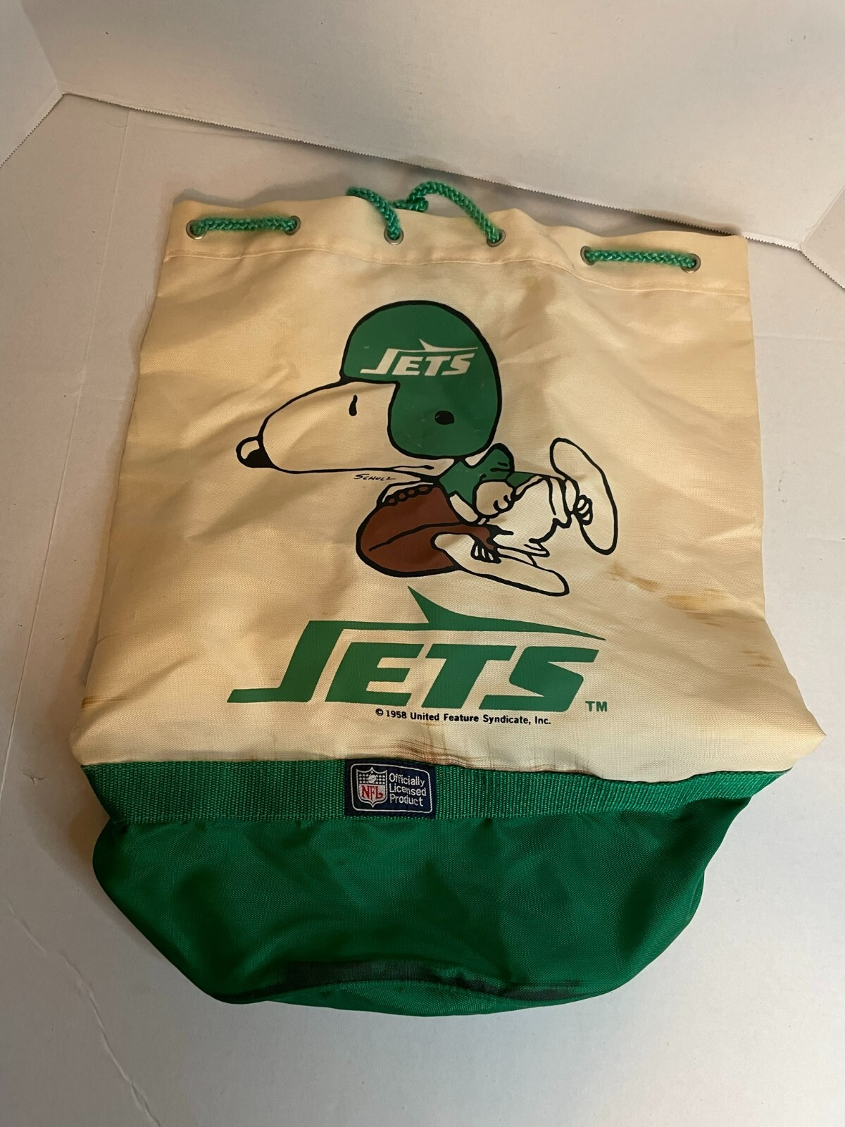 Vintage 1958 New York Jets Snoopy NFL Backpack Bag Used | eBay