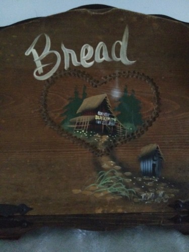 Vintage Carpenter's General Store Country Wooden Bread Box