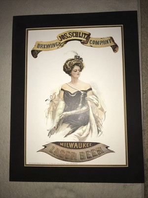 Milwaukee Lager Beer Brewing Jos. Schlitz Company Print W/Mats, 17 X 13 