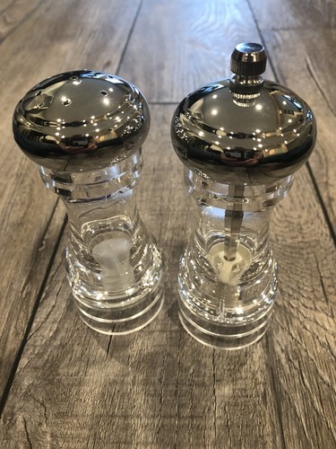 Salt and Pepper Acrylic Grinder Set - 5 Inches Sturdy New In Box NIB SEALED