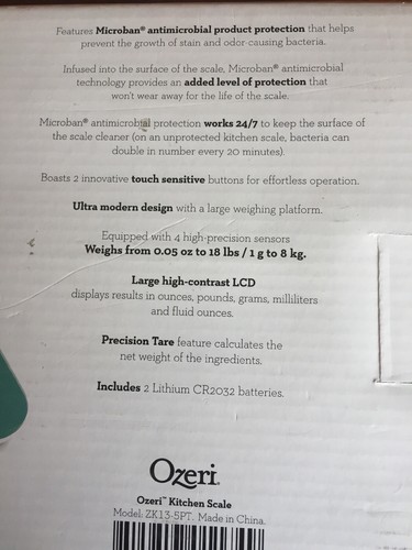 Ozeri Touch II Digital Kitchen Scale Microban Antimicrobial Protection NEW