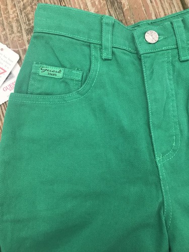 Vintage NWT Kids GUESS Green Denim Shorts Sz 8 MADE IN USA New With Tags