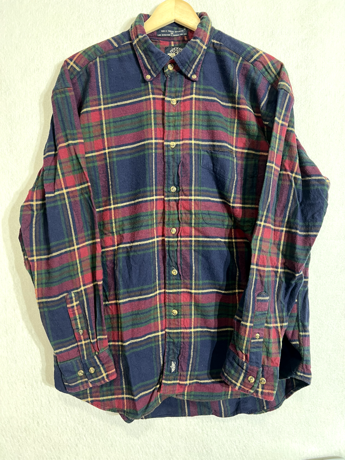 Vtg '94 Dockers Button Down Flannel Shirt Multicolor Plaid Mens Sz M Long Sleeve