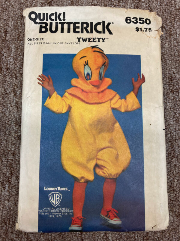 Vintage Butterick #6350 Tweety Costume, Youth Size S, M, L