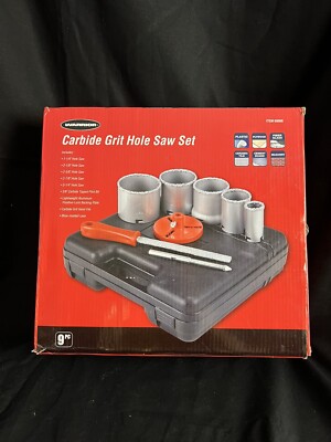 Warrior 9pc Carbide Grit Hole Saw Set Cement Masonry Tile Plastic Fiber Glass
