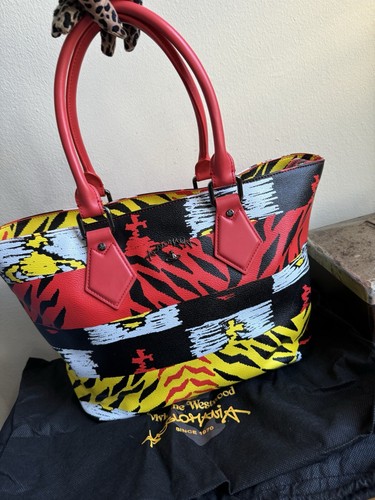 VIVIENNE WESTWOOD ANGLOMANIA VEGAN LEATHER TOTE RED MEDIUM