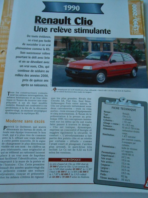 Reanult Clio Une RelÃ¨Ve Stimulante 1990 Fiche Automobile