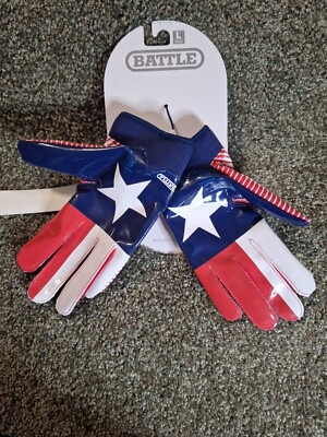 Battle Doom 1.0 Receivers Gloves Adult Large Texas Flag Red White Blue