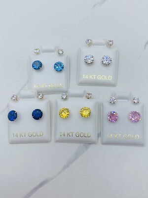 14k gold earrings telephone ear jacket 6mm - Aretes Estilo Teléfono Oro
