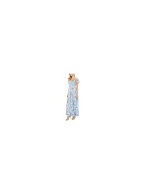 

ADRIANNA PAPELL Женское синее шифоновое макси-платье с развевающимися рукавами Petites, Синий