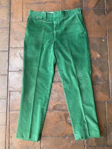 い*ん様 【50s】 vintage wide slacks talon zip Vintage 70s Corduroy Green Pants 34x29.5 USA Made Talon