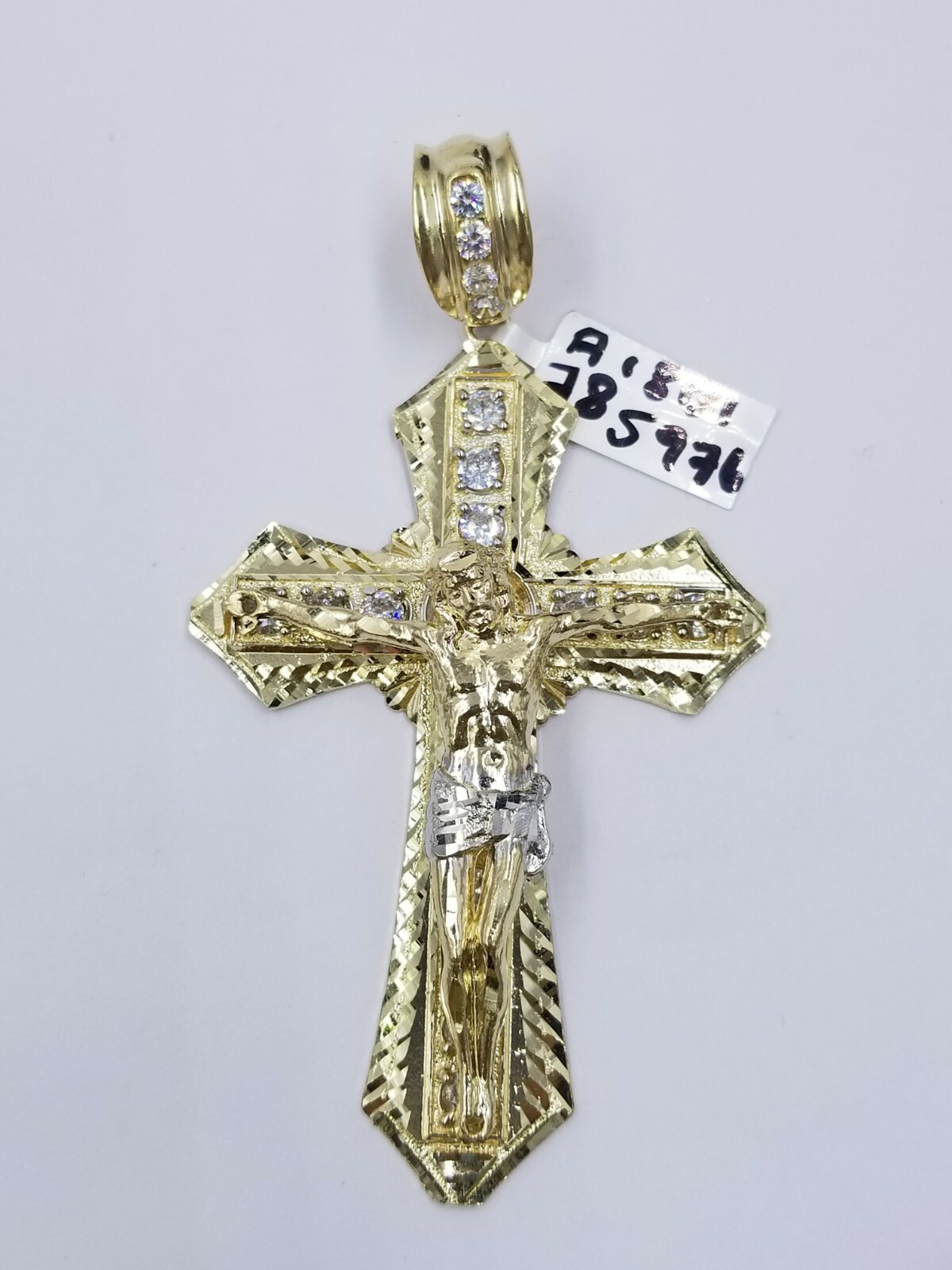 Pre-owned Globalwatches10 Men 10k Real Yellow Gold Rope Chain 26" Crucifix Cross Charm Diamond Cut Set