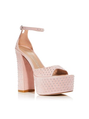 Женские розовые босоножки STUART WEITZMAN на платформе и высоком открытом кожаном каблуке 8 B