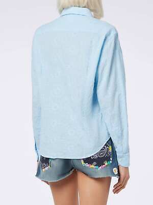 Pre-owned Mc2 Saint Barth Woman Classic Sangallo Cotton Shirt Meredith In Blue