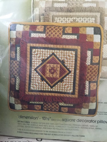 VTG Bucilla Needlepoint Kit Pillow No. 4889 Beige 70's NOS NIP Retro Crafting