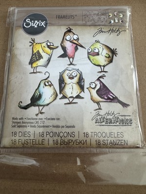 Sizzix Tim Holtz Thinlits Die Bird Crazy 660954 Animals 18 Dies Brand New Set