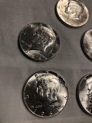 (5) Lot OfFive 1964 John F. Kennedy 90% Silver Half Dollars - BU Beautiful Coins