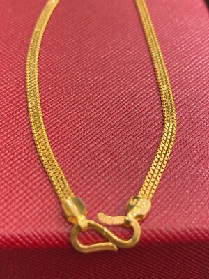 Pre-owned Jisha Vintage Unisex Dubai Handmade Chain Bracelet In 916 Stamped 22karat Yellow Gold