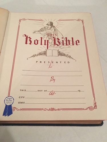 1951 Masonic Edition FULL Size Red Letter Edition Holy Bible HERTEL No Writing