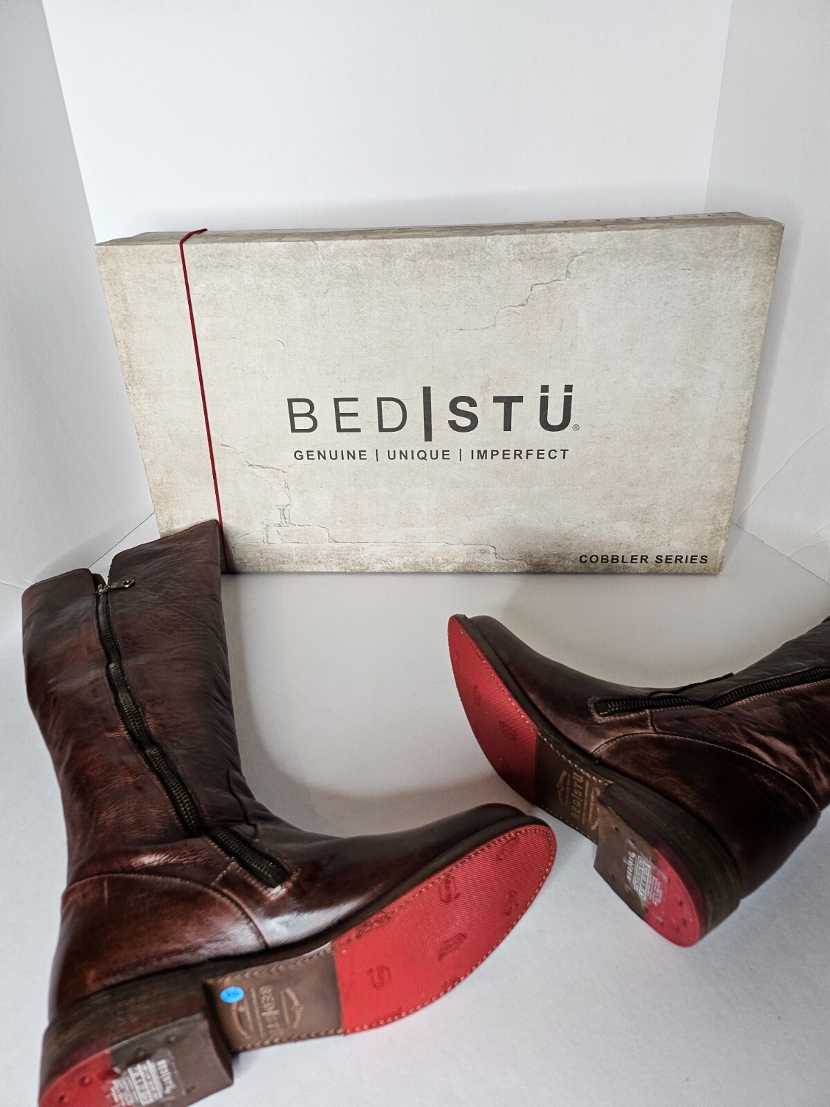 Pre-owned Be&d Bed Stu Boots Letizia Genuine Leather Riding Boots Size 7.5 $425.00 In Teak Dip Dye
