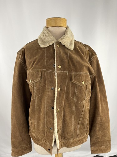 Scully Carmel Soft Leather Trucker Jacket Poly Sherpa Lined Men's Size Large