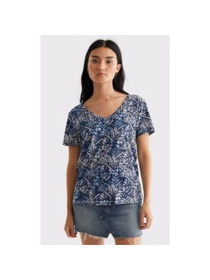 

LUCKY BRAND Женская белая футболка с коротким рукавом и V-образным вырезом с принтом, Белый