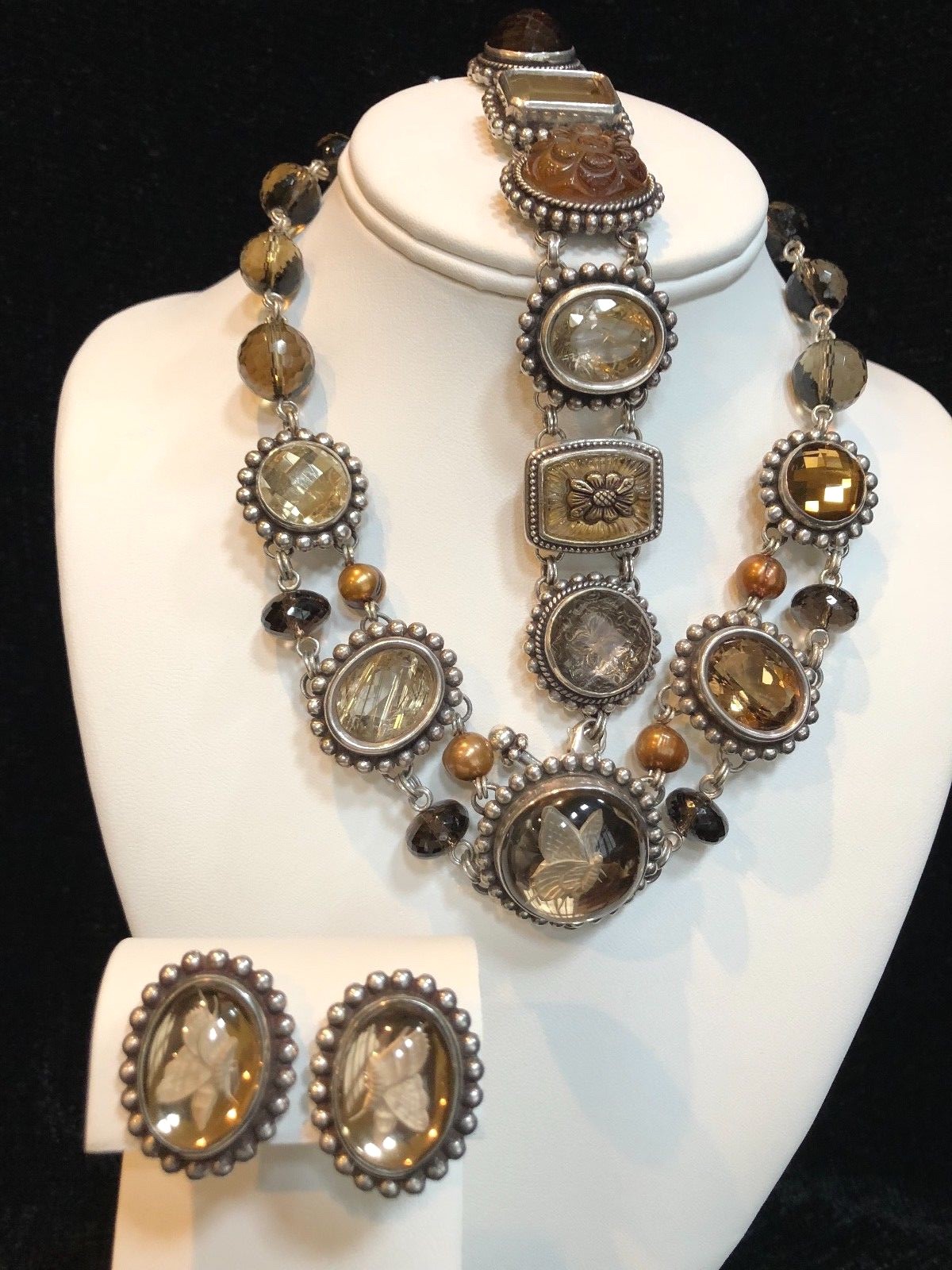 Stunning STEPHEN DWECK Sterling Silver & Quartz Necklace, Bracelet & Earring Set