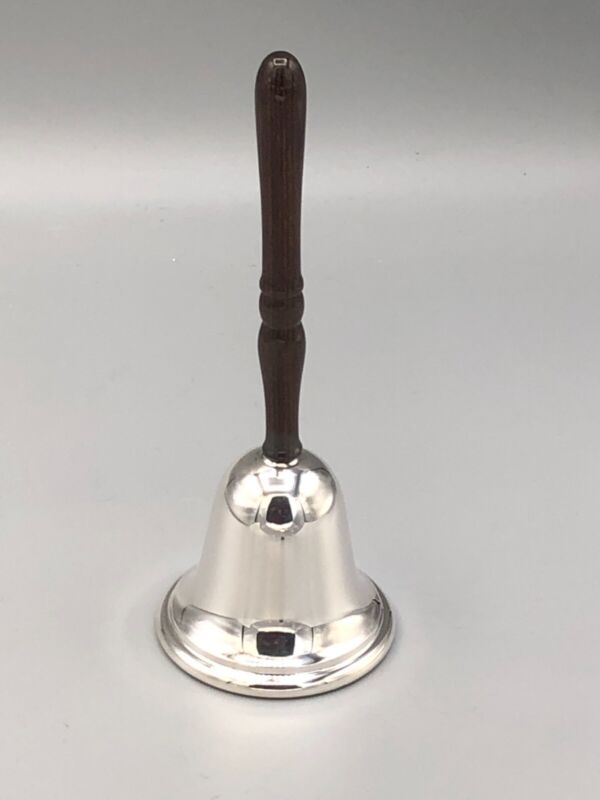 Web Sterling Silver and Wood handle ringing Dinner Bell 6"