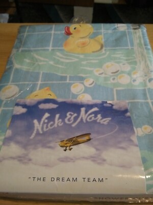 RUB-A-DUB YELLOW RUBBER  DUCKY / Nick&Nora Bubble Bath Shower Curtain 70'X72'