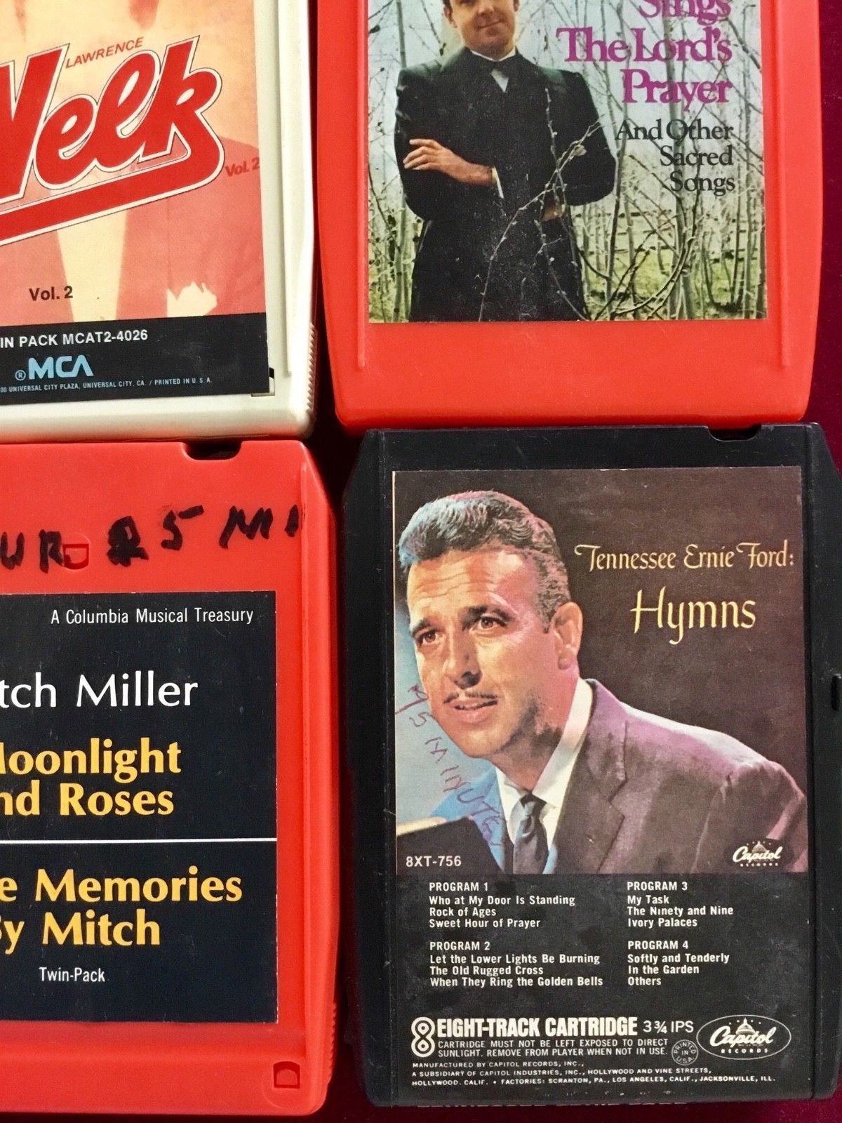 9 Vintage 8 track cassette tapes incl Mitch Miller  Welk Tennessee Ernie Ford