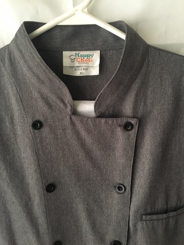 Happy Chef Womens Professional Chefs Shirt Size XL Gray Style #322 P1-21