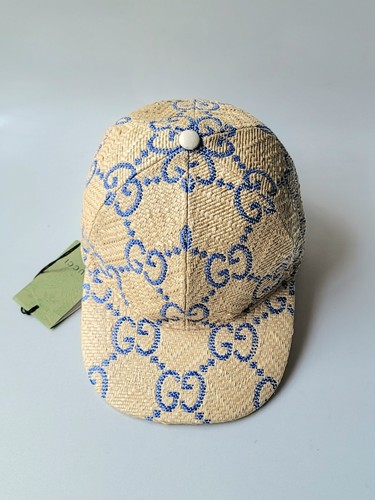 GUCCI 青 キャップ Gucci Blue Logo-Embroidered Mesh Baseball Cap (Size L) RRP