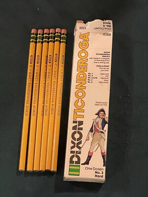 6 Dixon Ticonderoga No 3 1388 Vintage Pencils Unsharpened In Box Made In USA