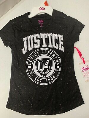 NEW!!! Justice Girls T-shirt Top Size XL (16/18) Black Shimmer
