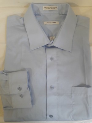 Pierre Cardin men's 17-17.5 34/5 Blue Cotton Blend Microfiber NWT