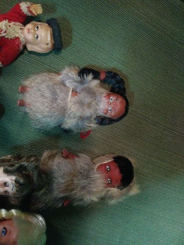 Vintage Lot Of 8 plastic dolls 3 have real fur