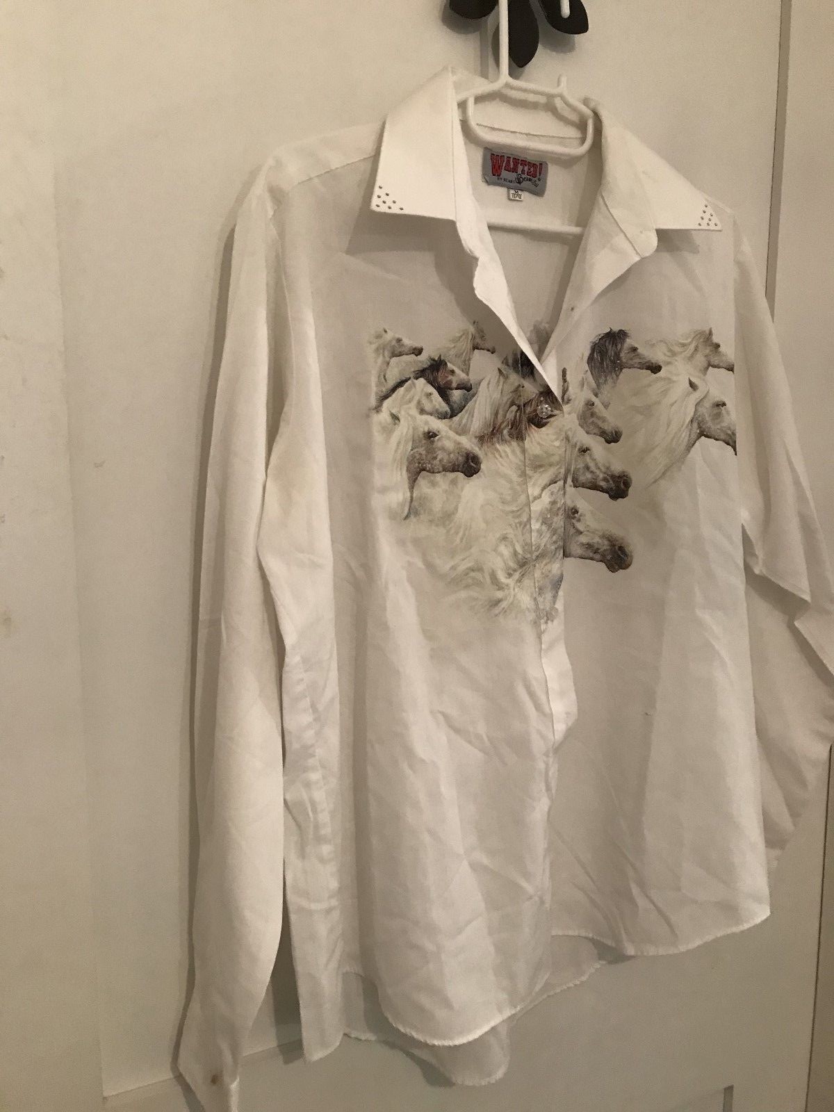 Apache Wild Horses Cowboy Rhinestone Shirt Size Medium 10 / 12