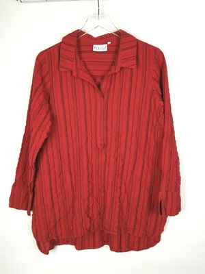 Habitat Red Stripe Tunic Popover Top Crinkle Cotton Medium for sale  Shipping to Canada
