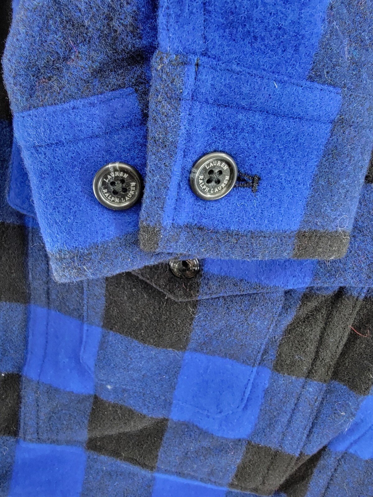 Lauren Ralph Lauren Buffalo Check Twill Shirt Jacket Women's 18 Blue/Black L/S - Picture 10 of 20