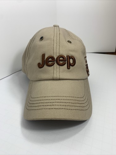 Jeep Brand Baseball Hat Cap Wrangler Brown Tan Backing Adjustable