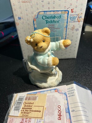CHERISHED TEDDIES 1998 FIGURINE, SHANNON, 354260 NIB WINTER, ICE SKATING