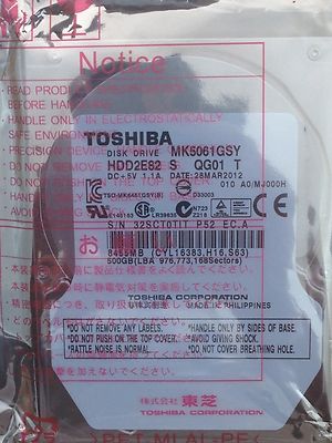 New* Toshiba (MK5061GSY) 500 GB, 7200 RPM, 2.5 New* Toshiba (MK5061GSY) 500 GB, 7200 RPM, 2.5