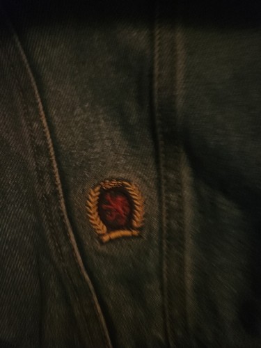 😳Vintage 90s Tommy Hilfiger Crest Denim Trucker Blue Jean Jacket Unisex Size M