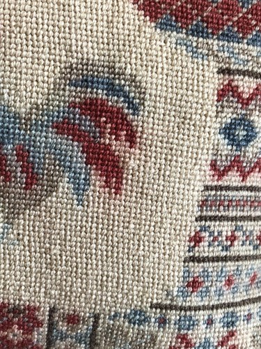 Vintage Multi Color Needle Point Finished Canvas Rooster Throw Pillow 9.5