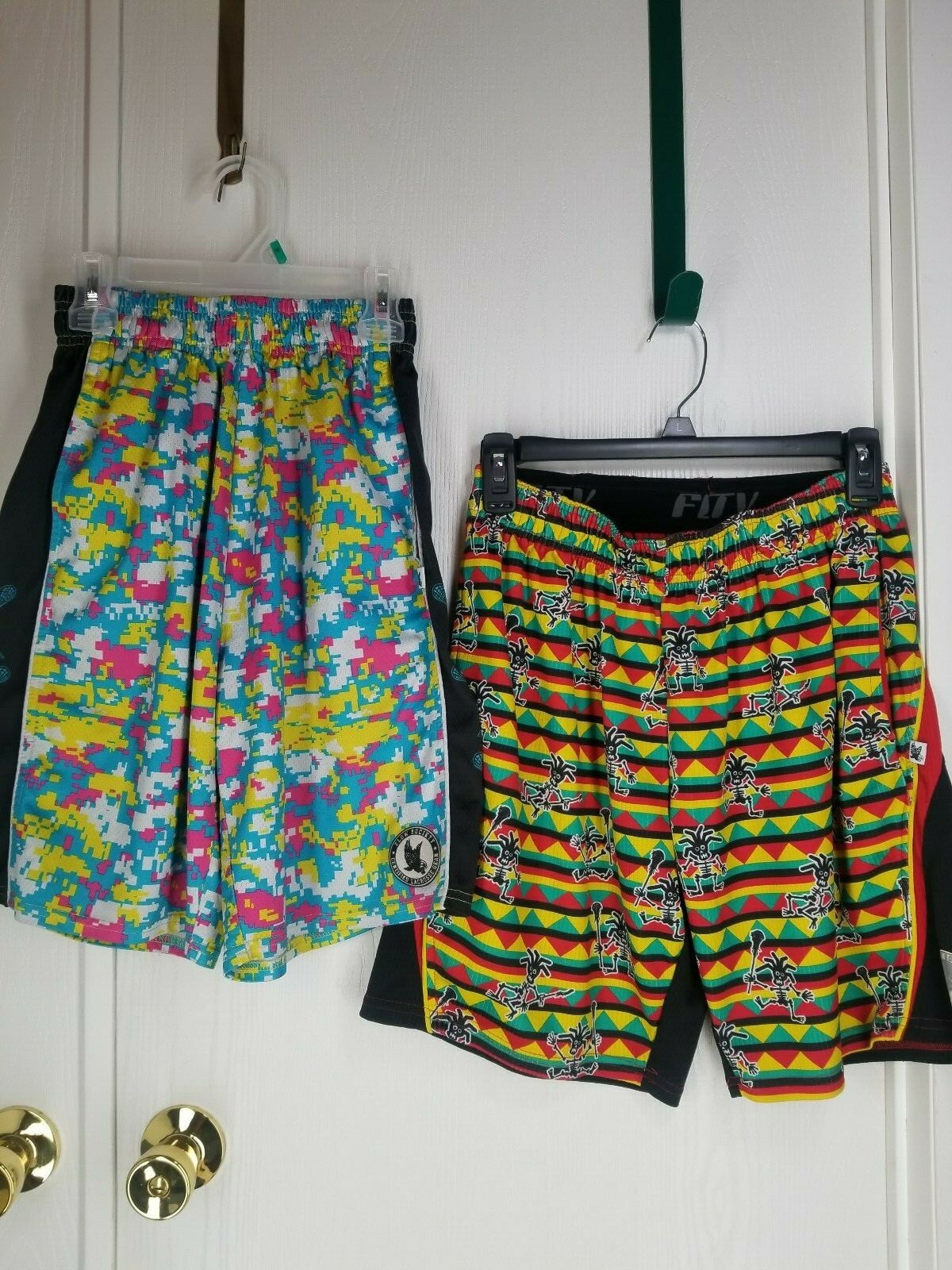 Flow Society Lacrosse Gear Shorts Boys Kids M Youth w/ Slide Pockets Lot of 2