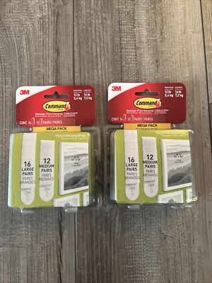 3M Command Picture Hanging Strips, Mega Pack, Lot Of 2 Packs