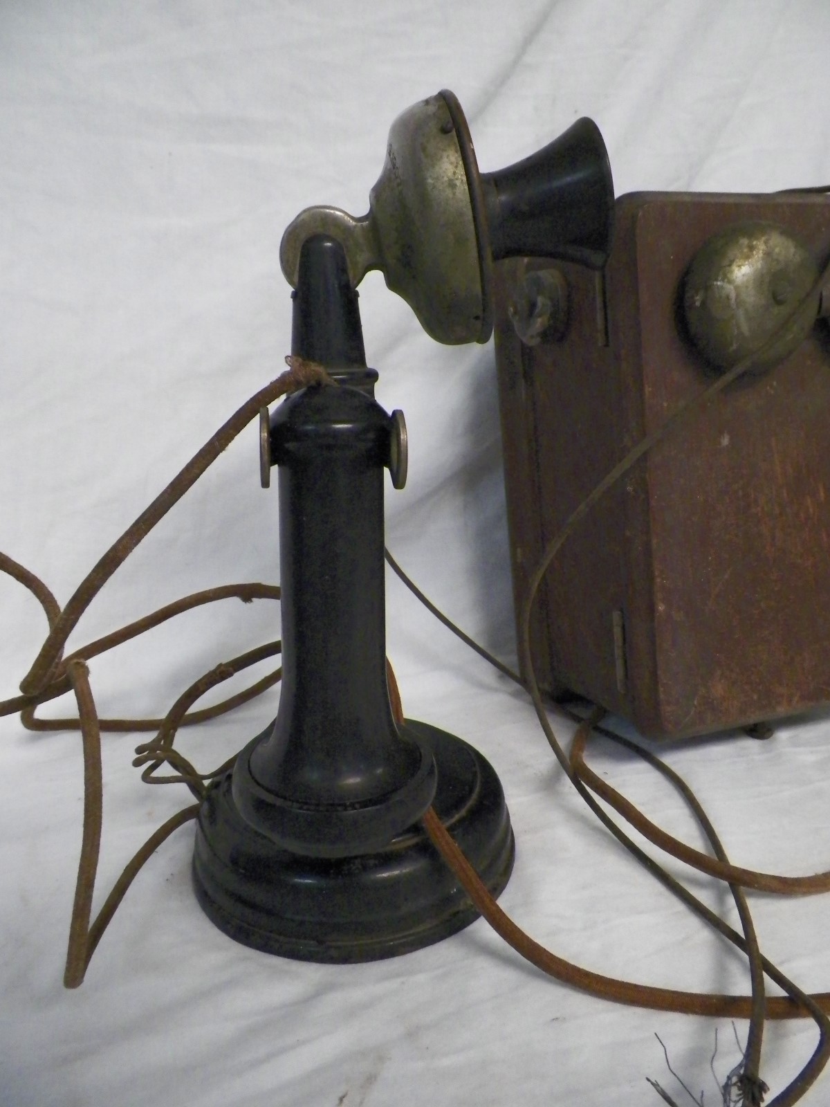 Old Vtg Kellogg Candlestick Telephone w/Ringer Box Stromberg Carlson Earpiece